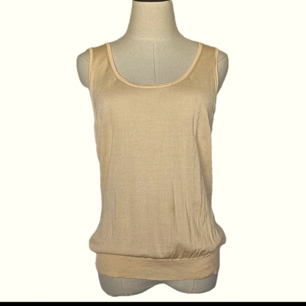 St John Light Orange Simple Scoop Neck Basic Office Work  Casual L Tank Top